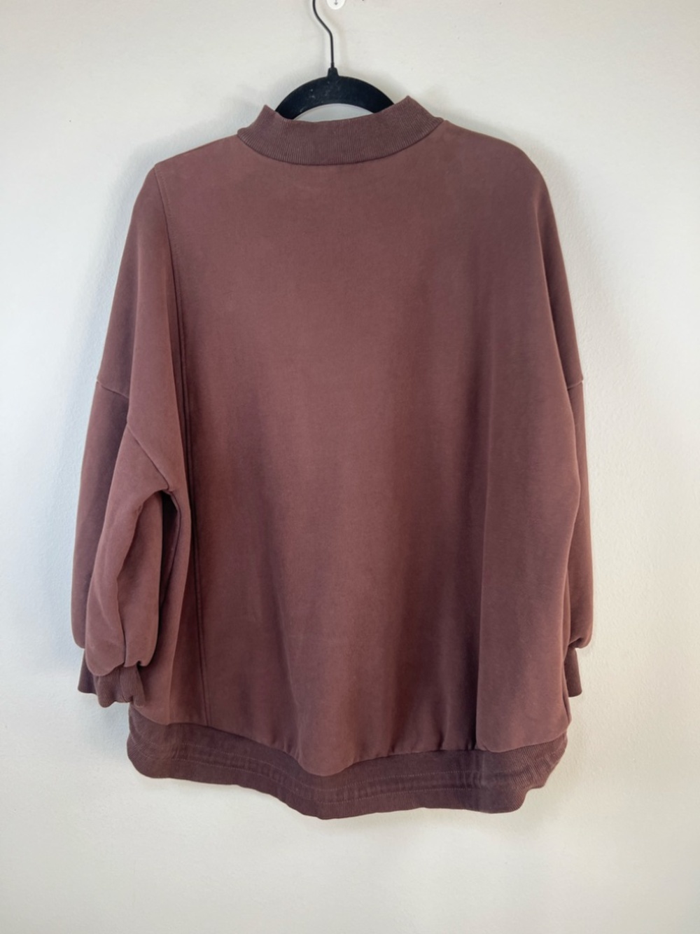 Nap Oversized Mock Neck Sweatshirt Brown Pullover High-Low Pocket Loungewear Sm - Picture 9 of 15